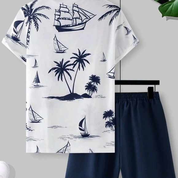 Navy Blue Drawstring Shorts - Picture 2 of 5